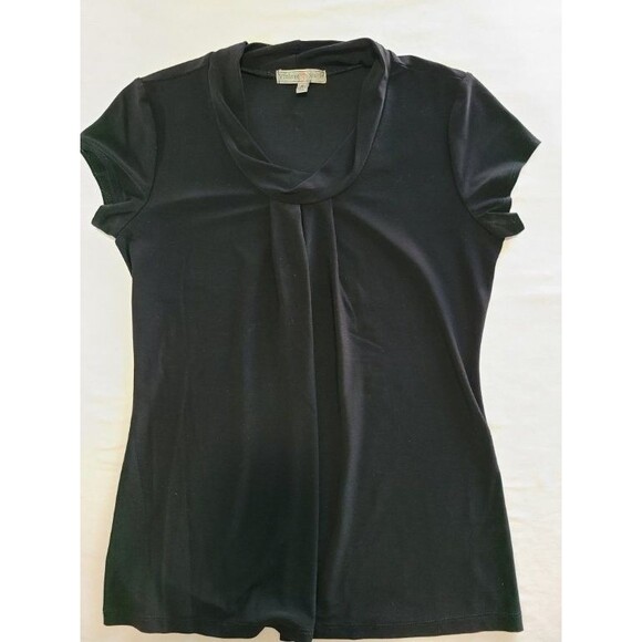 Vintage Suzie Black Twist Collar Tank Top Size Small Sleeveless Stretch Blouse - Picture 1 of 6